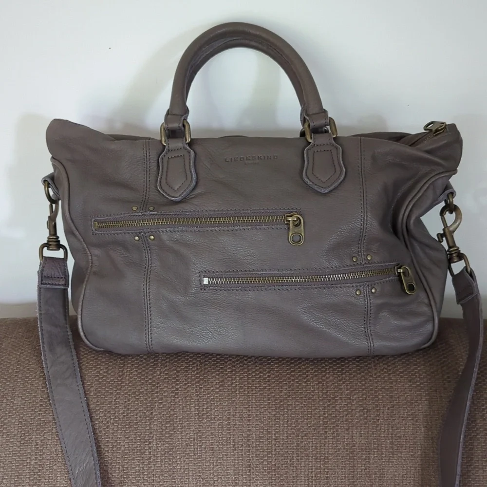 Liebskind Berlin Double Esther Gray Leather Satchel Bag